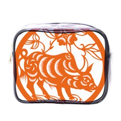 Chinese Zodiac Cow Star Orange Mini Toiletries Bags by Mariart