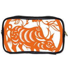 Chinese Zodiac Cow Star Orange Toiletries Bags 2-side by Mariart