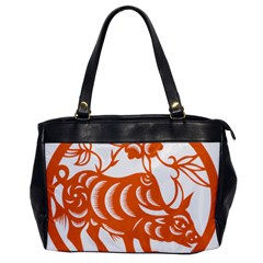 Chinese Zodiac Cow Star Orange Office Handbags by Mariart