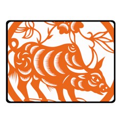 Chinese Zodiac Cow Star Orange Fleece Blanket (small)