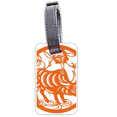 Chinese Zodiac Cow Star Orange Luggage Tags (one Side)  by Mariart