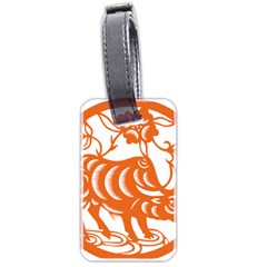 Chinese Zodiac Cow Star Orange Luggage Tags (two Sides) by Mariart