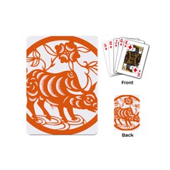 Chinese Zodiac Cow Star Orange Playing Cards (mini)  by Mariart