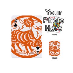 Chinese Zodiac Cow Star Orange Playing Cards 54 (mini)  by Mariart