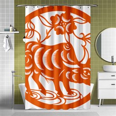 Chinese Zodiac Cow Star Orange Shower Curtain 48  X 72  (small)  by Mariart