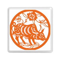 Chinese Zodiac Cow Star Orange Memory Card Reader (square)  by Mariart