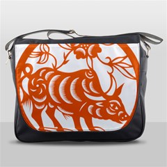 Chinese Zodiac Cow Star Orange Messenger Bags