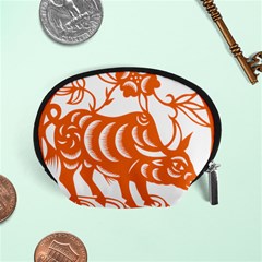 Chinese Zodiac Cow Star Orange Accessory Pouches (small)  by Mariart