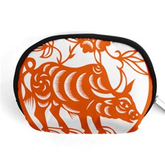 Chinese Zodiac Cow Star Orange Accessory Pouches (medium)  by Mariart