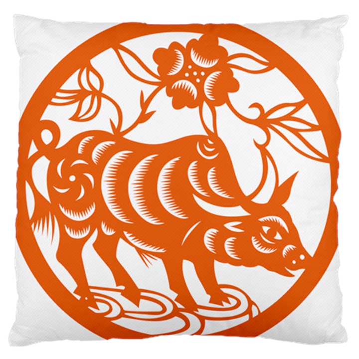 Chinese Zodiac Cow Star Orange Standard Flano Cushion Case (One Side)