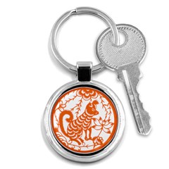 Chinese Zodiac Dog Star Orange Key Chains (round) 