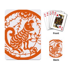 Chinese Zodiac Dog Star Orange Playing Card by Mariart