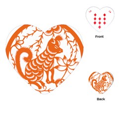 Chinese Zodiac Dog Star Orange Playing Cards (heart)  by Mariart