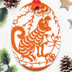 Chinese Zodiac Dog Star Orange Oval Ornament (two Sides) by Mariart