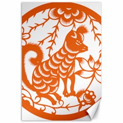 Chinese Zodiac Dog Star Orange Canvas 24  X 36  by Mariart