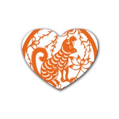 Chinese Zodiac Dog Star Orange Heart Coaster (4 Pack)  by Mariart