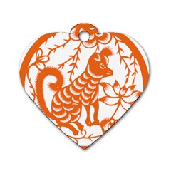 Chinese Zodiac Dog Star Orange Dog Tag Heart (two Sides) by Mariart