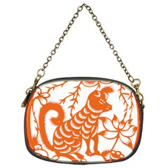 Chinese Zodiac Dog Star Orange Chain Purses (one Side)  by Mariart