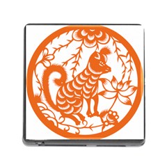 Chinese Zodiac Dog Star Orange Memory Card Reader (square) by Mariart