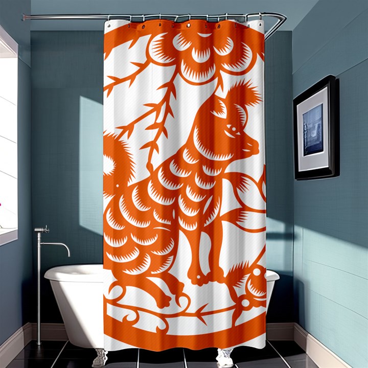 Chinese Zodiac Dog Star Orange Shower Curtain 36  x 72  (Stall) 