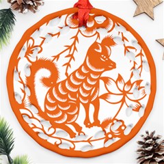 Chinese Zodiac Dog Star Orange Ornament (round Filigree) by Mariart