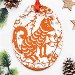 Chinese Zodiac Dog Star Orange Ornament (oval Filigree) by Mariart