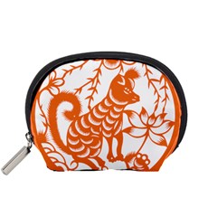 Chinese Zodiac Dog Star Orange Accessory Pouches (small)  by Mariart