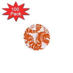 Chinese Zodiac Dragon Star Orange 1  Mini Buttons (100 Pack)  by Mariart