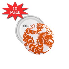 Chinese Zodiac Dragon Star Orange 1 75  Buttons (10 Pack)