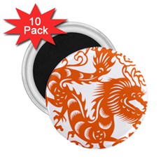 Chinese Zodiac Dragon Star Orange 2 25  Magnets (10 Pack) 