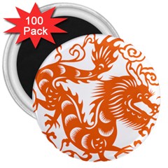 Chinese Zodiac Dragon Star Orange 3  Magnets (100 Pack) by Mariart