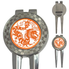 Chinese Zodiac Dragon Star Orange 3-in-1 Golf Divots by Mariart