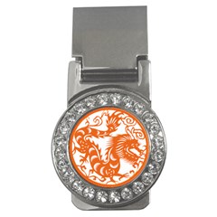 Chinese Zodiac Dragon Star Orange Money Clips (cz)  by Mariart