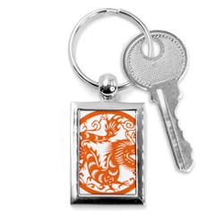 Chinese Zodiac Dragon Star Orange Key Chains (rectangle)  by Mariart