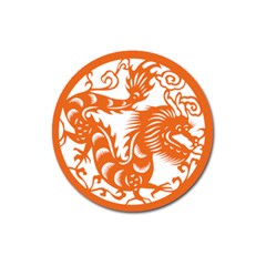 Chinese Zodiac Dragon Star Orange Magnet 3  (round) by Mariart