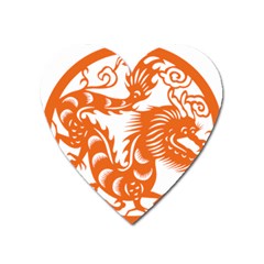 Chinese Zodiac Dragon Star Orange Heart Magnet by Mariart