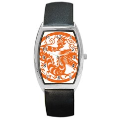 Chinese Zodiac Dragon Star Orange Barrel Style Metal Watch by Mariart