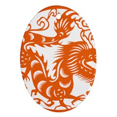 Chinese Zodiac Dragon Star Orange Oval Ornament (two Sides) by Mariart