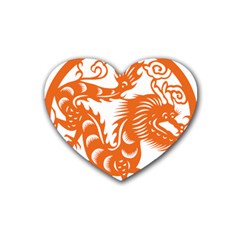 Chinese Zodiac Dragon Star Orange Heart Coaster (4 Pack)  by Mariart