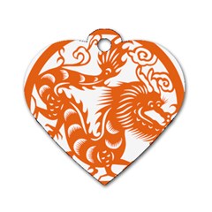 Chinese Zodiac Dragon Star Orange Dog Tag Heart (one Side) by Mariart