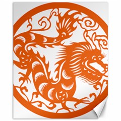 Chinese Zodiac Dragon Star Orange Canvas 11  X 14   by Mariart