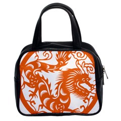 Chinese Zodiac Dragon Star Orange Classic Handbags (2 Sides) by Mariart