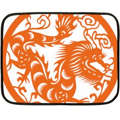 Chinese Zodiac Dragon Star Orange Fleece Blanket (mini) by Mariart