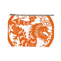 Chinese Zodiac Dragon Star Orange Cosmetic Bag (large)  by Mariart