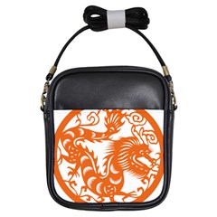 Chinese Zodiac Dragon Star Orange Girls Sling Bags by Mariart