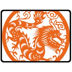 Chinese Zodiac Dragon Star Orange Fleece Blanket (large)  by Mariart