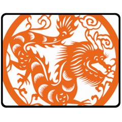 Chinese Zodiac Dragon Star Orange Fleece Blanket (medium)  by Mariart