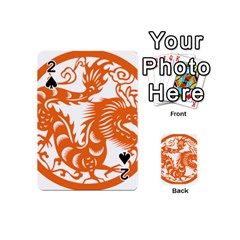 Chinese Zodiac Dragon Star Orange Playing Cards 54 (mini)  by Mariart