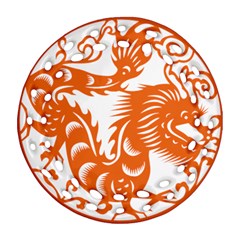 Chinese Zodiac Dragon Star Orange Round Filigree Ornament (two Sides) by Mariart