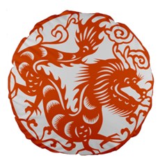 Chinese Zodiac Dragon Star Orange Large 18  Premium Round Cushions by Mariart